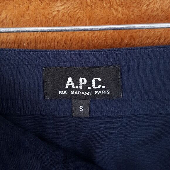 A.P.C. Skirt Womens Small Navy Mini A-Line Pleated Pockets 100% Cotton - Picture 4 of 9